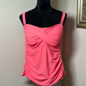 Collections / Catalina twist up front tankini top adjustable straps coral 1X 16W